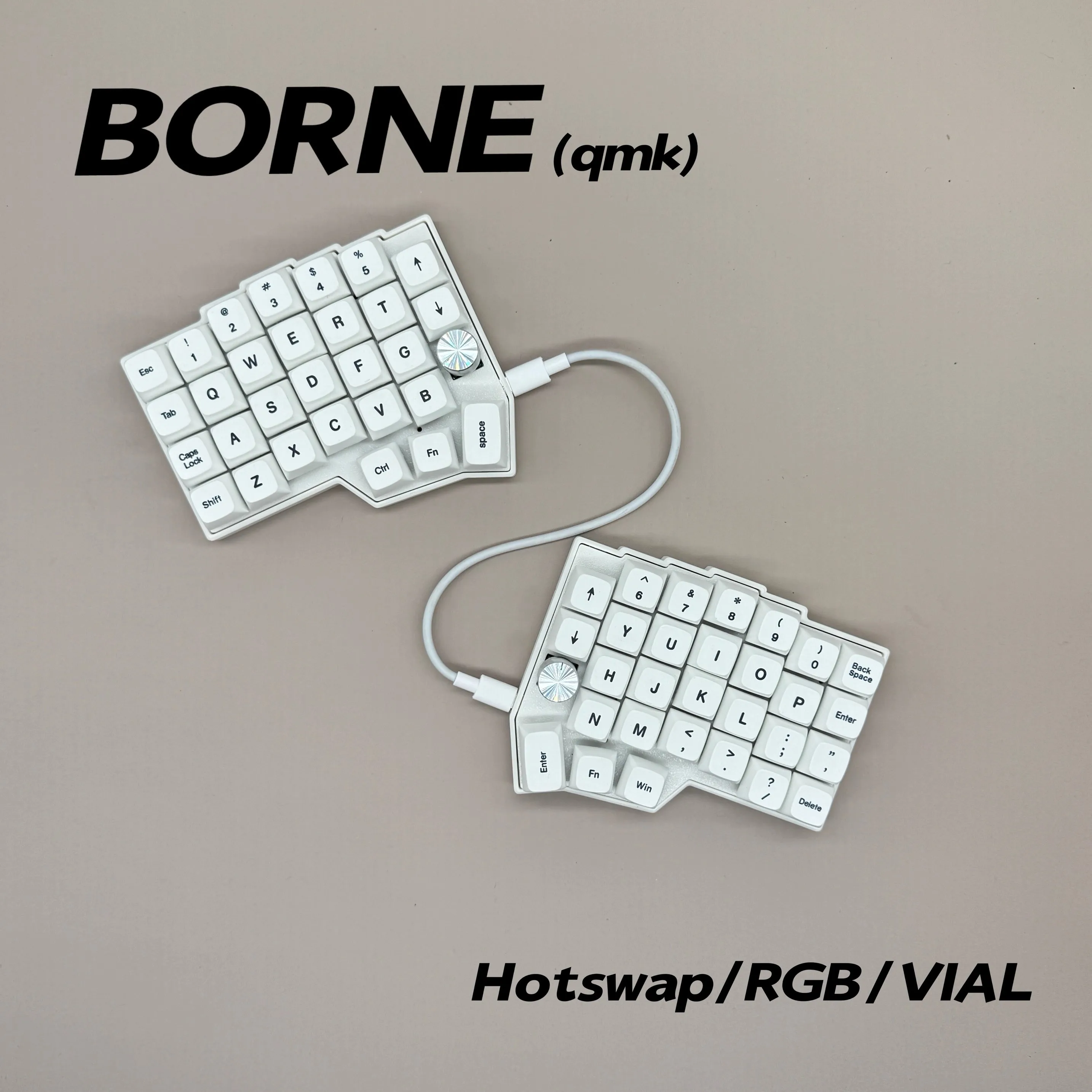 BORNE 4x6 Kit de teclado dividido negro/blanco personalizado QMK/VIAL RGB Hot Swapp Office V4 Axis USB teclado de oficina con cable - imagen 3