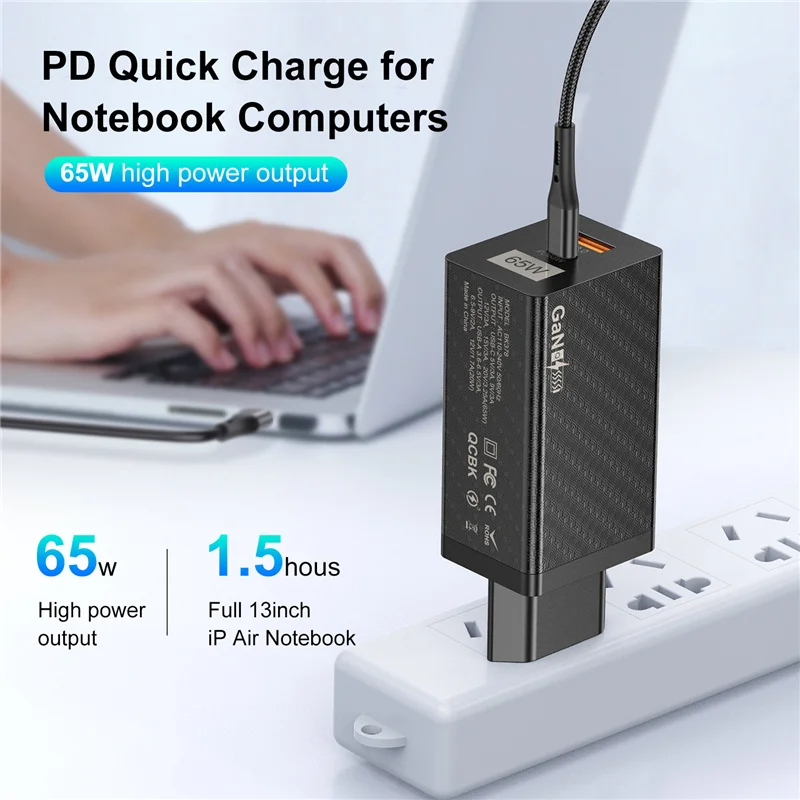 USLION-cargador rápido GaN tipo C PD de 65W, 20W, USB, QC 4,0, QC 3,0, para iPhone 13, 11 Pro, Xiaomi 12, Samsung, Etc. - imagen 5