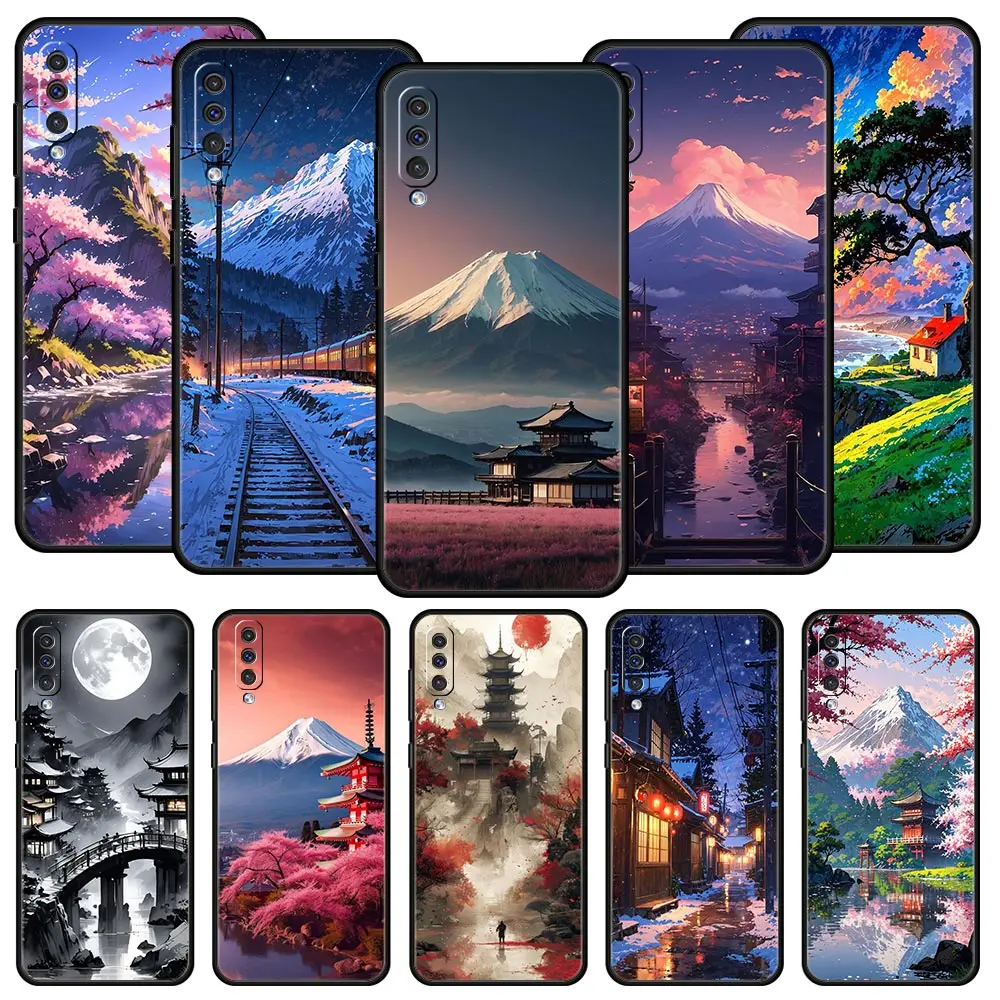 Funda artística de paisaje de Anime japonés para Samsung A54 A52 A24 A14 A50 A70 A40 A20S A20E A06 A12 A22 A34 A42 A32 5G A04s A16