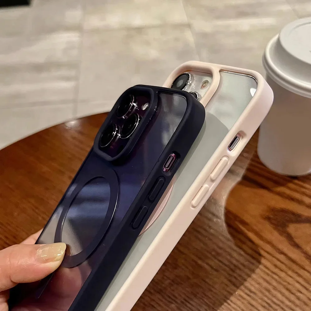 Nueva funda transparente magnética para iphone 17 ProMax para iPhone 16 15 14 13 12 11 Pro Max 16 Plus Magsafe carga inalámbrica cubierta trasera dura - imagen 4
