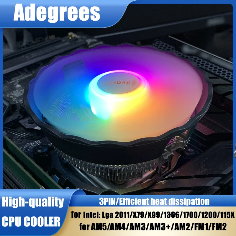 Enfriador de aire de CPU X99 RGB, radiador de procesador de PC de 3 pines para Intel 775 1150 1151 1155 1156 1200 1700 AM3 AM4 AM2 X79 2011, ventilador de refrigeración