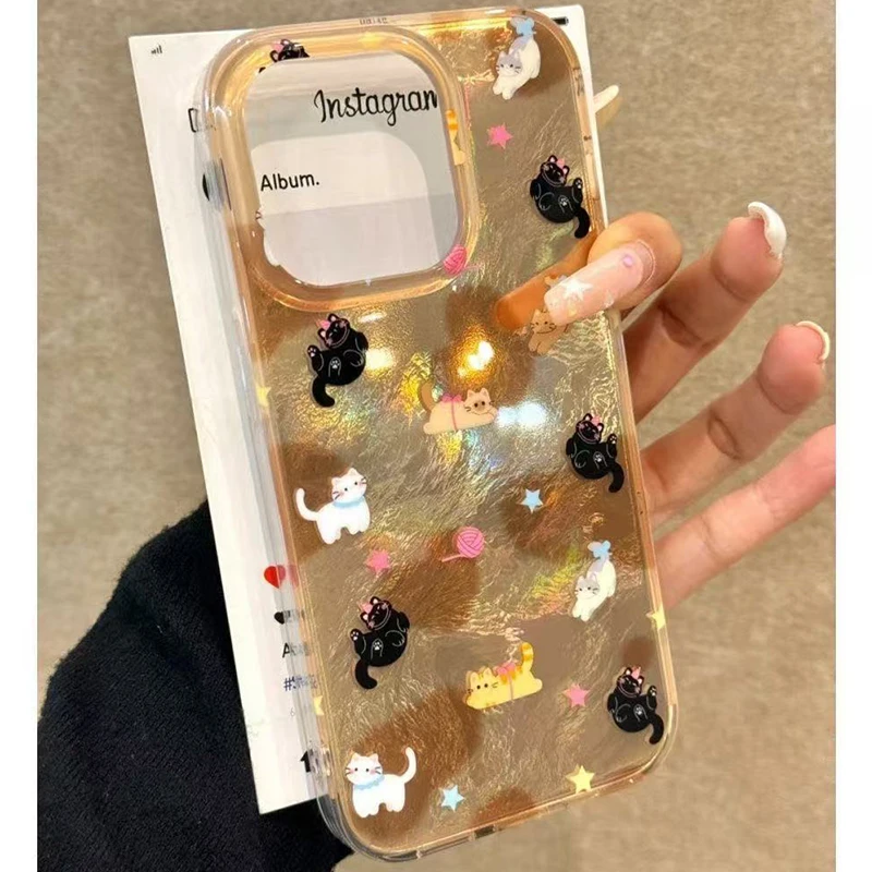 Patrón de vórtice marrón amor corazón gato funda de teléfono transparente para iPhone 17 16 15 14 13 12 11 Pro Max XS XR X 7 Plus funda suave de silicona - imagen 3