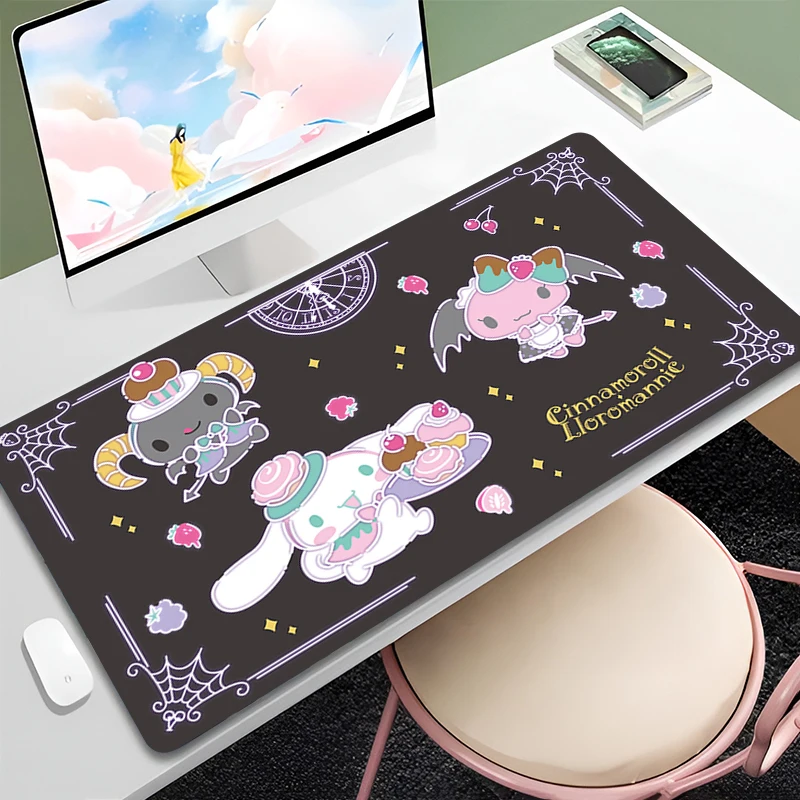 Alfombrilla de ratón de Anime Rosa Cinnamoroll, alfombrilla de ratón grande antideslizante para ordenador portátil, alfombrilla de teclado de oficina 900x400, Alfombra de escritorio de juegos de PC de dibujos animados - imagen 5
