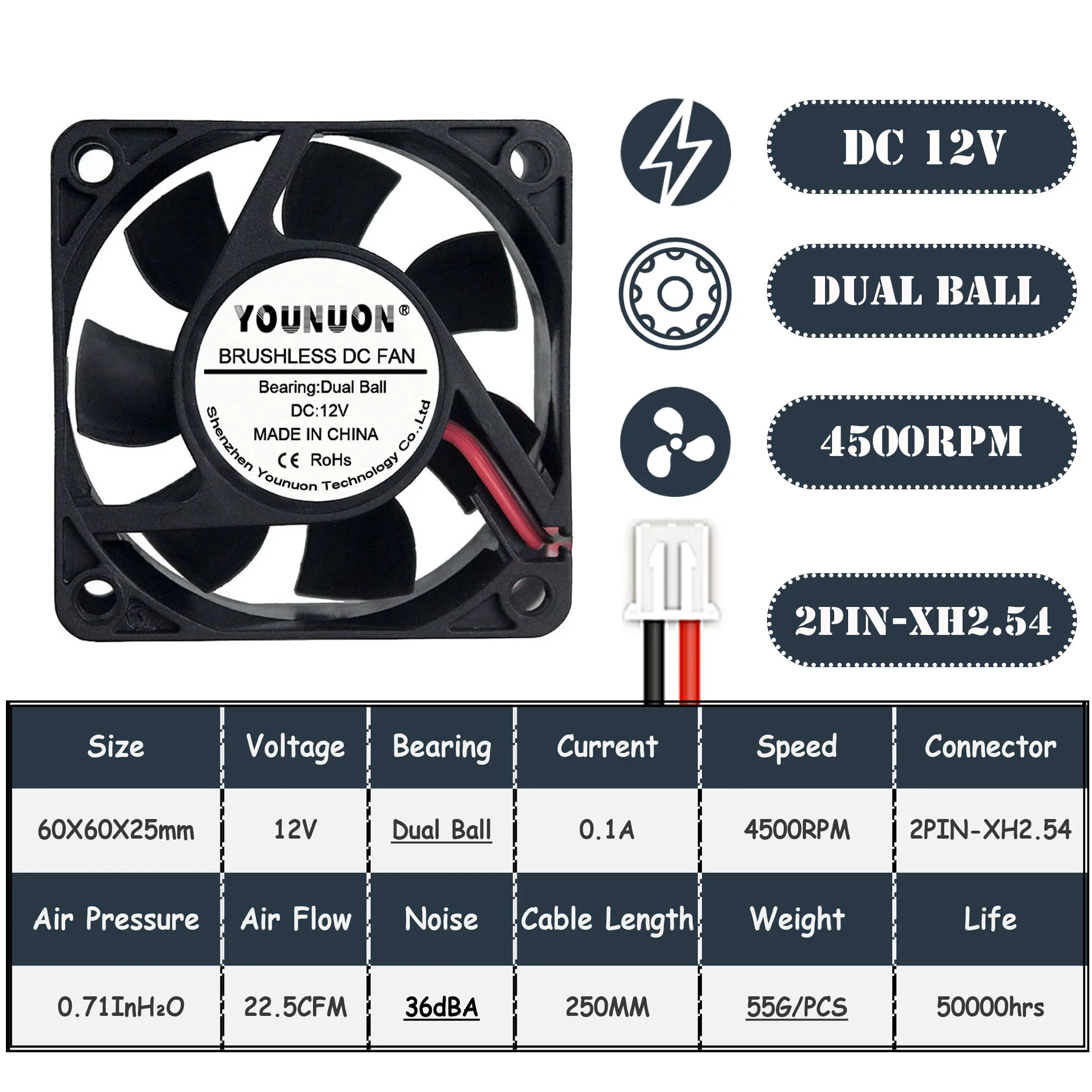 12V Dual Ball XH2.54