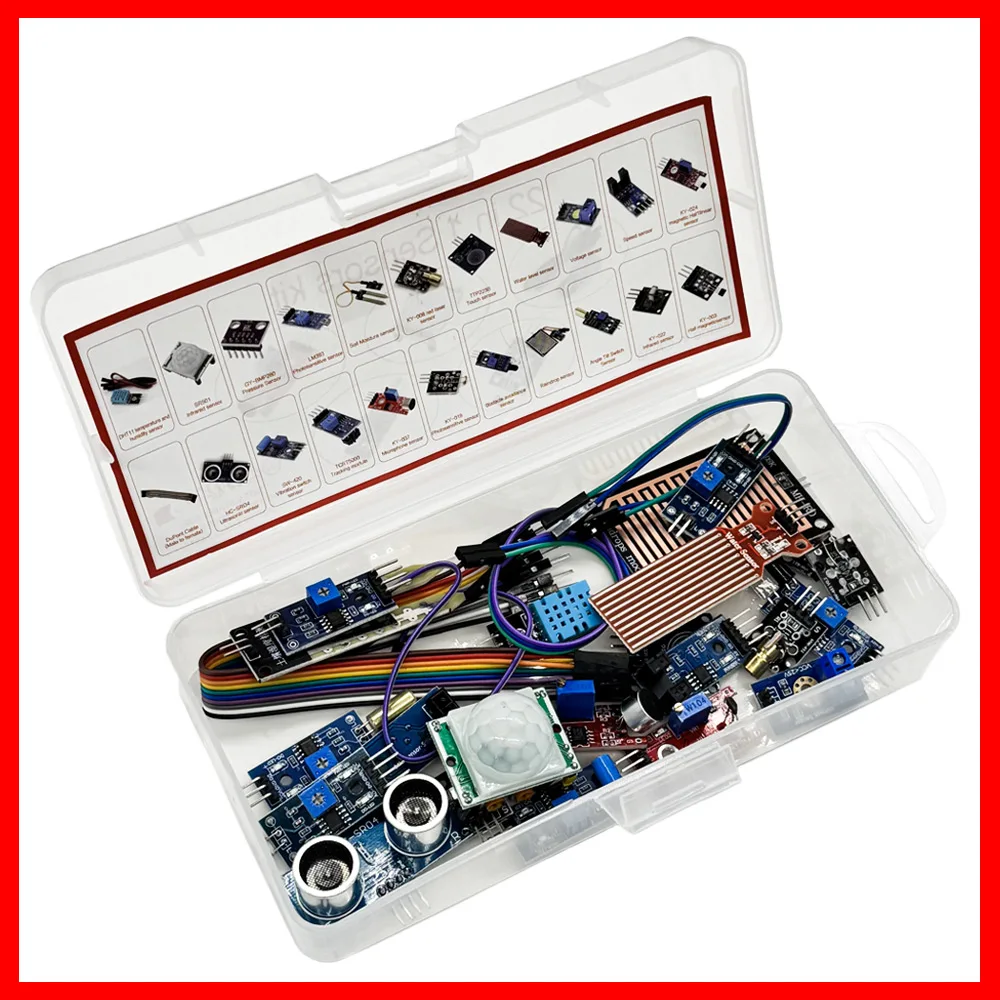 Kit de módulo de sensor 22 en 1 para sensores de robot, kit de inicio de aprendizaje 22 en 1 Inclinación/Sonido/gota de lluvia/HC-SR501/Módulo ultrasónico/agua - imagen 4