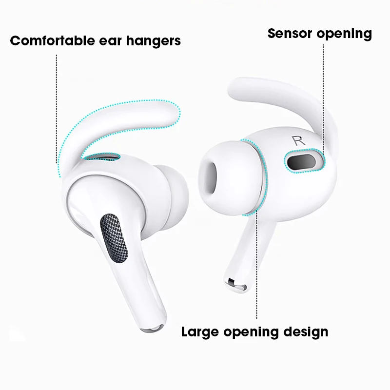 1/4 pares para AirPods Pro ganchos para las orejas cubiertas accesorios almohadillas antideslizantes de silicona funda protectora deportiva para AirPods Pro Gen 1 - imagen 5