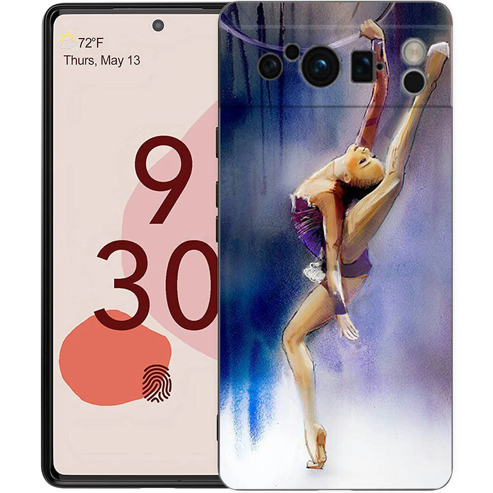 Funda de teléfono de color agua para gimnasia, funda negra de TPU suave a prueba de golpes para Google Pixel 9 8 7 6 Pro XL 8A 6A 7A 5G - imagen 3