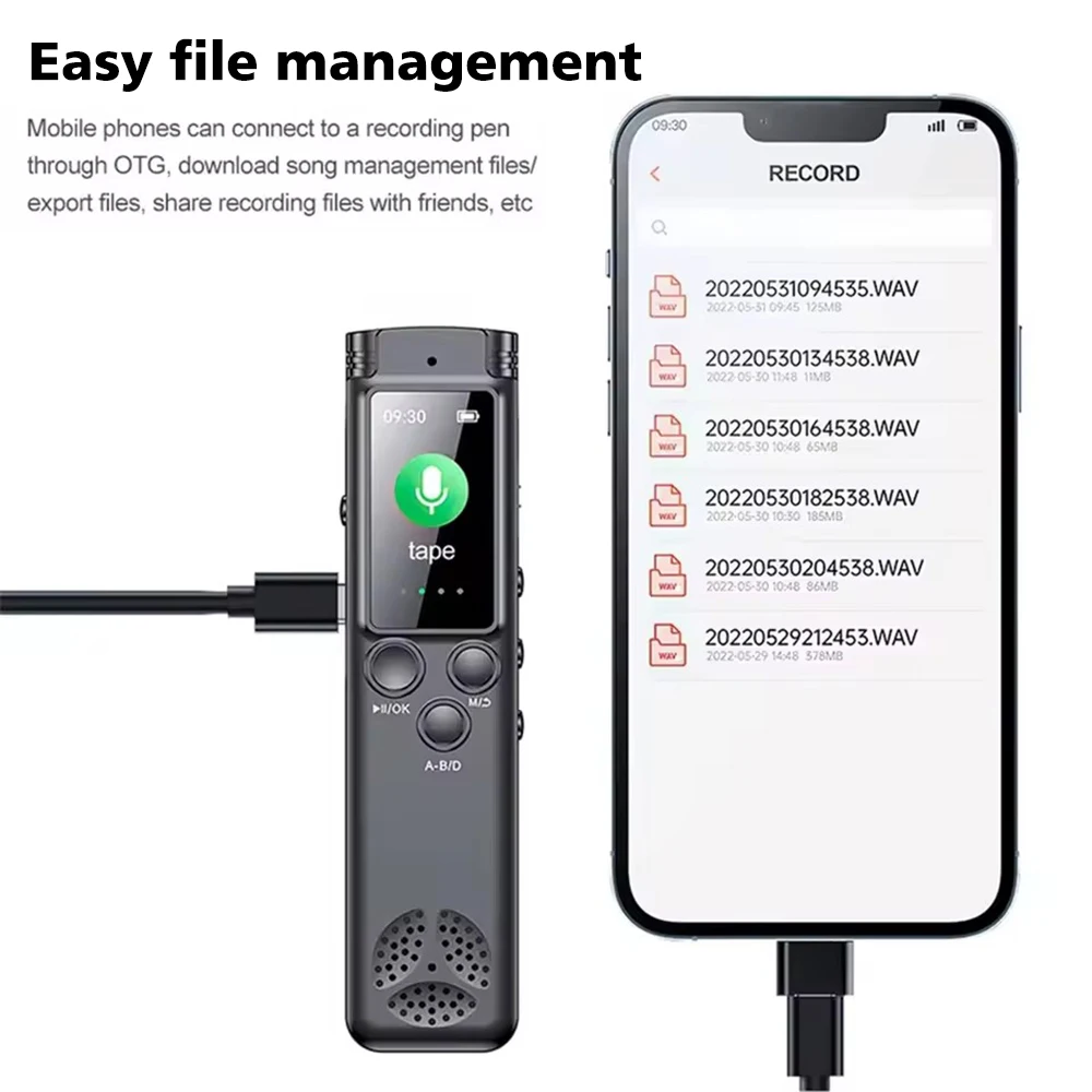 Grabadora de voz Digital, dictáfono de Audio profesional con reducción de ruido, grabación de sonido activada por voz, reproductor MP3, grabación de largo tiempo - imagen 5