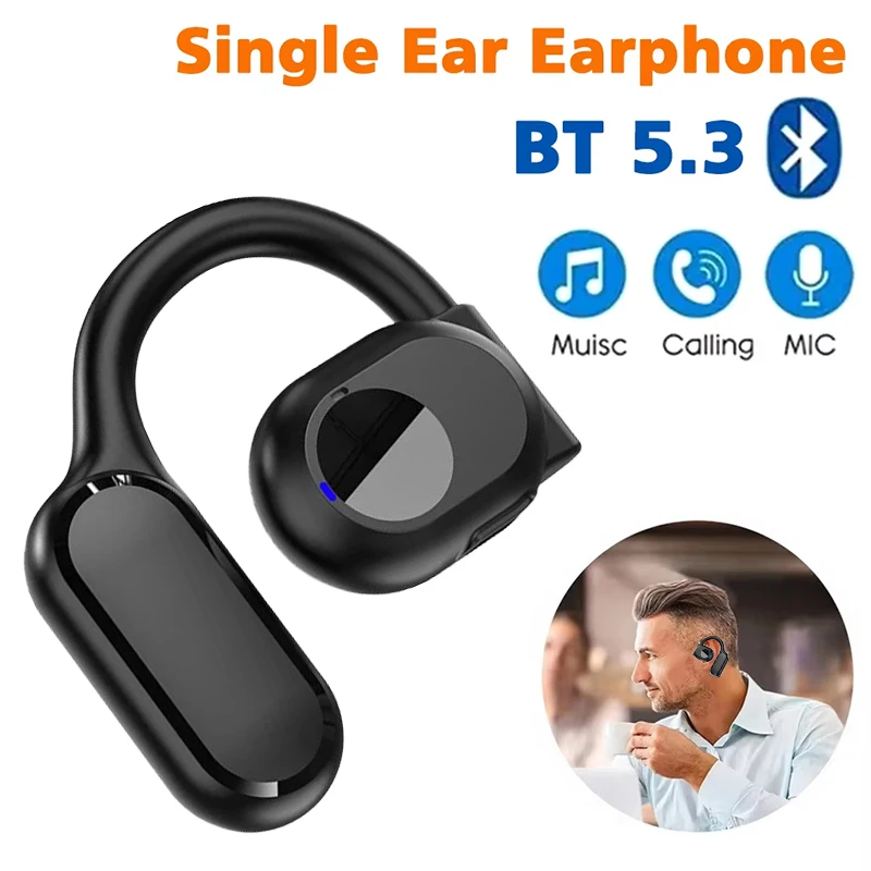 Auriculares Bluetooth 5,3 TWS, inalámbricos con gancho para la oreja, auriculares HiFi con reducción de ruido, auriculares deportivos portátiles para llamadas de coche y teléfono