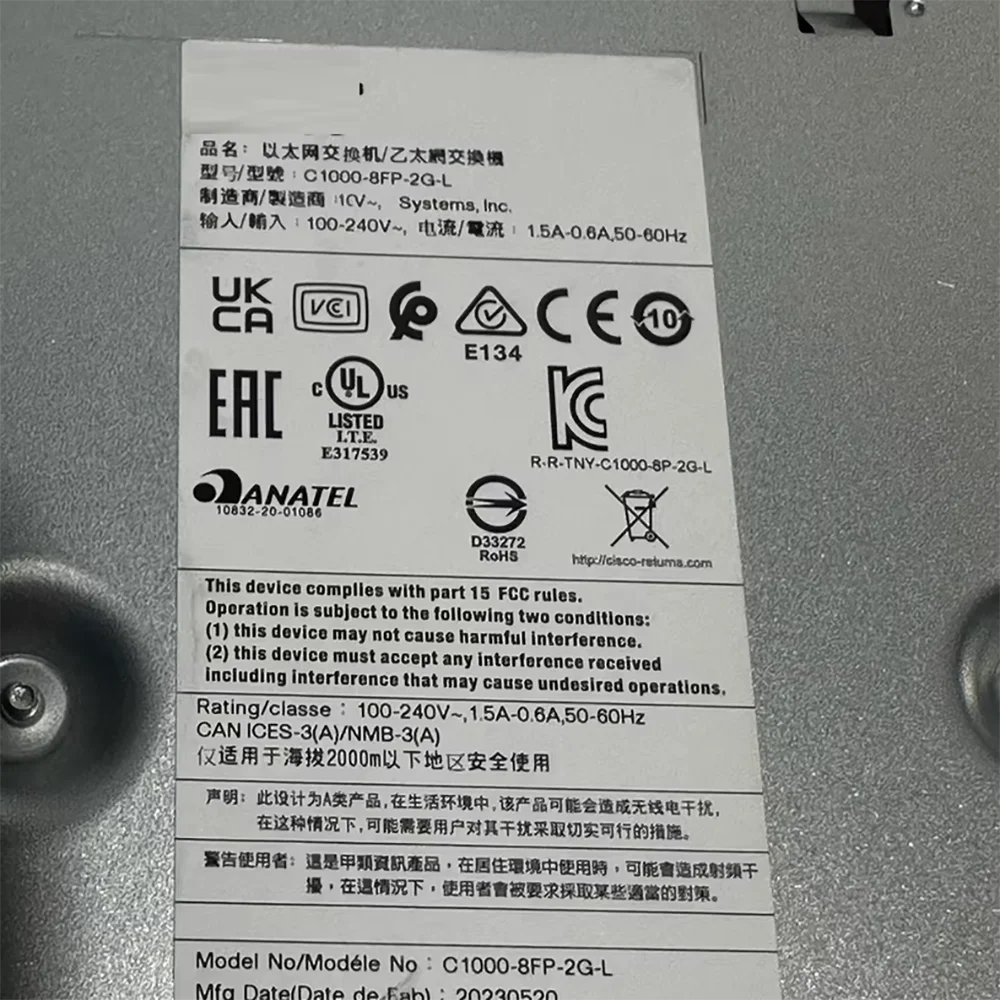 Para CISCO C1000-8FP-2G-L fuente de alimentación Gigabit POE de 8 puertos 2 SFP Gigabit puerto óptico interruptor de escritorio