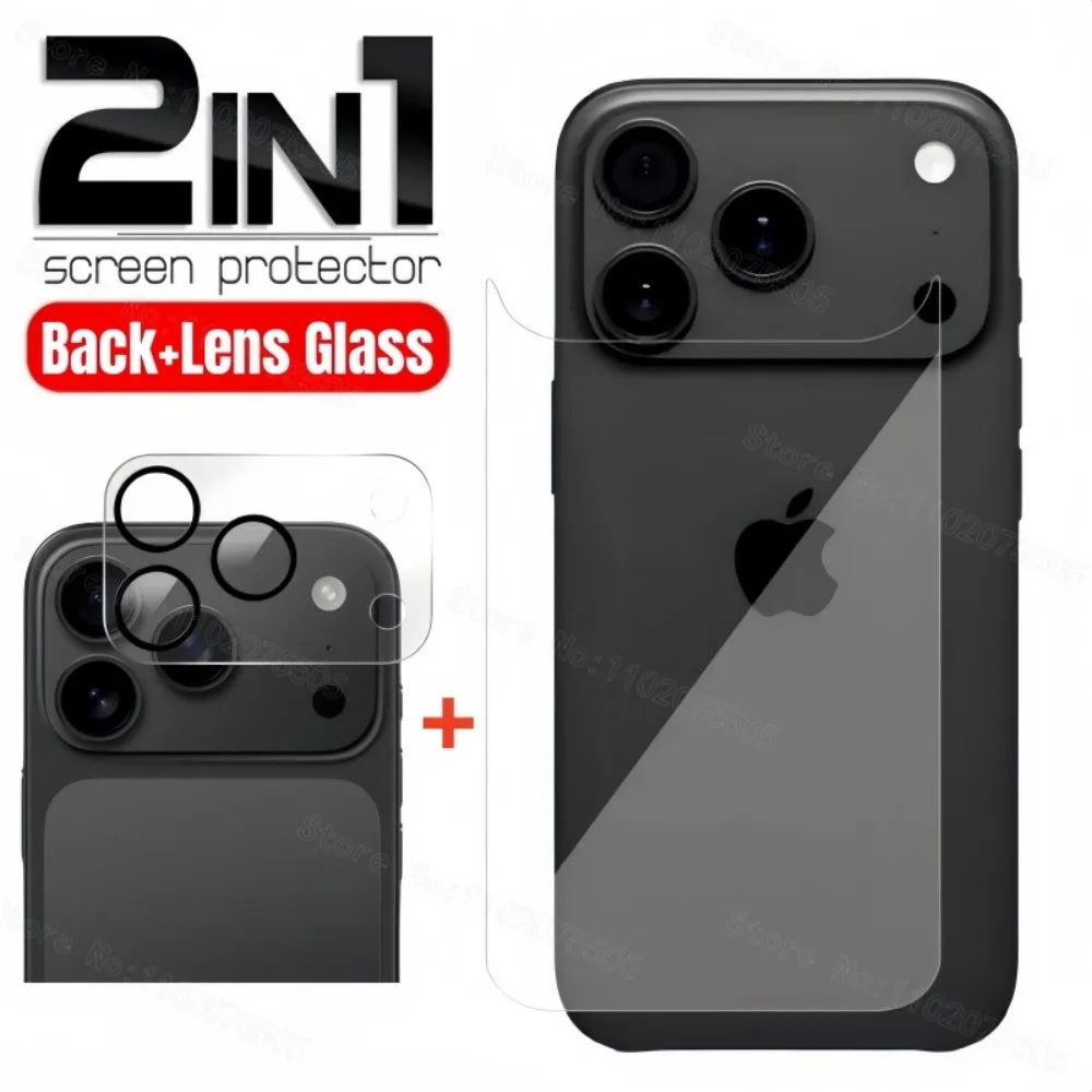 Protector de pantalla trasera transparente HD 2 en 1 para IPhone 17 Pro Max 17 Air 17 Pro 16 15 14 Pro 13 12Pro Max lente antideslumbrante vidrio templado - imagen 2