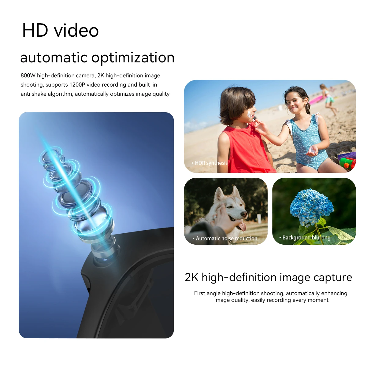 Gafas inteligentes Blackview BV100, cámara HD, Bluetooth 5,4, batería de 220 mAh, altavoces de graves estéreo, micrófono con cancelación de ruido, detección de desgaste - imagen 5