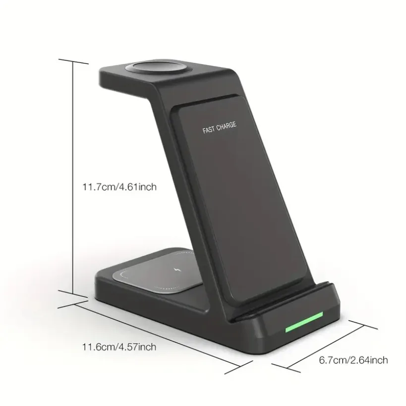 Cargador inalámbrico 3 en 1, soporte para teléfono de escritorio para iPhone 17 16 Pro Max 15 14 13 12 Apple Watch 11 ~ 2 Airpods Pro 3/2, carga rápida - imagen 2