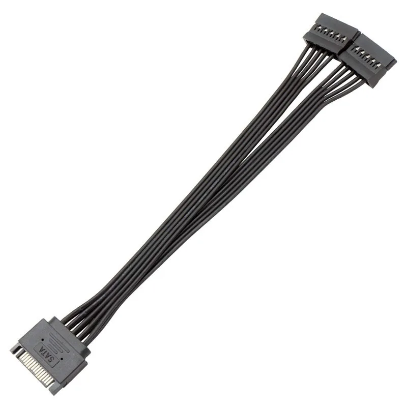 Cable de fuente de alimentación para disco duro, divisor ATX SATA de 15 pines macho a 2 puertos hembra, HDD, SSD, 3,3 V, 5V, 12V, 5 cables - imagen 4