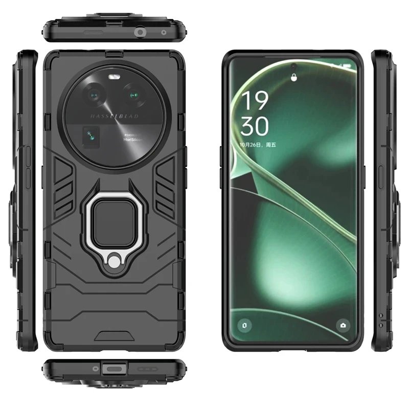 Funda trasera de teléfono para OPPO Find X6 Pro 5g, armadura a prueba de golpes, anticaída, soporte de anillo de Metal, protección magnética, fundas Coque - imagen 3