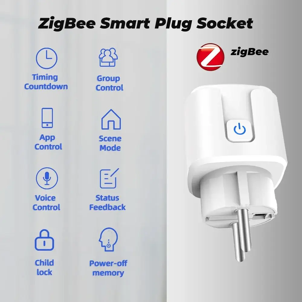 Tuya ZigBee enchufe inteligente UE 20A Monitor de potencia temporizador adaptador enchufe hogar inteligente inalámbrico Compatible con Alexa Google HOME - imagen 4