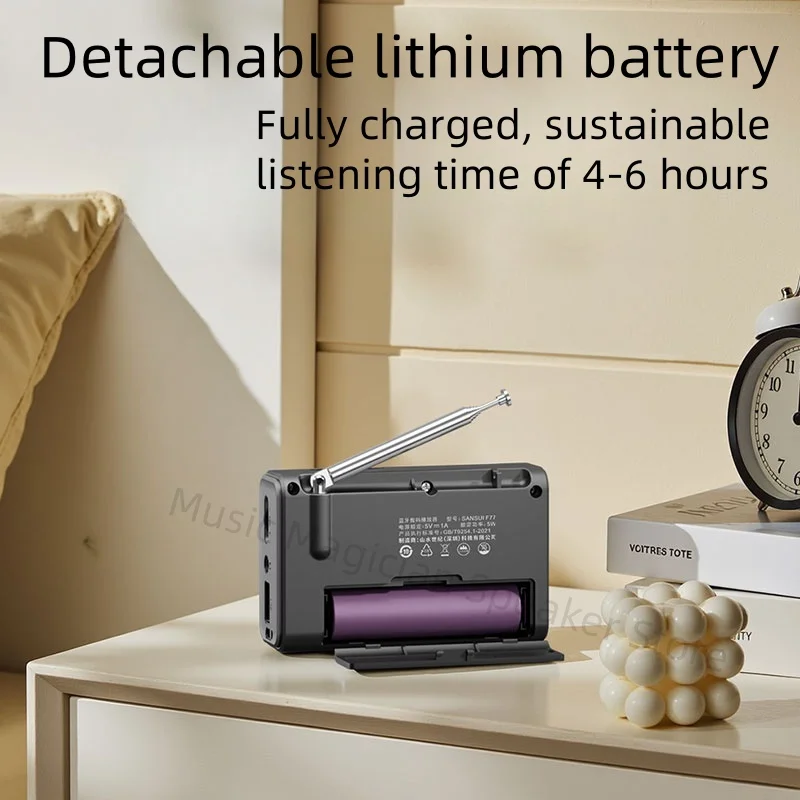 Nuevo Altavoz Bluetooth SanSui F77 Radio FM compatible con grabación de Radio de campus de alta fidelidad salida de auriculares unidad USB tarjeta TF AUX - imagen 5