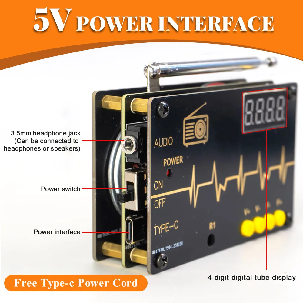 Kit electrónico DIY Radio FM RDA5807M 87-180MHz con pantalla de tubo Digital STC15 MCU proyectos electrónicos Kit de práctica de soldadura - imagen 4
