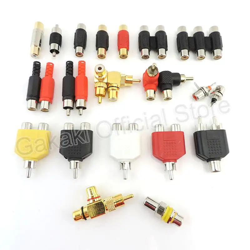 Conector RCA macho hembra Jack Plug M/F 2RCA 3RCA adaptadores para cámara CCTV AV Video Audio