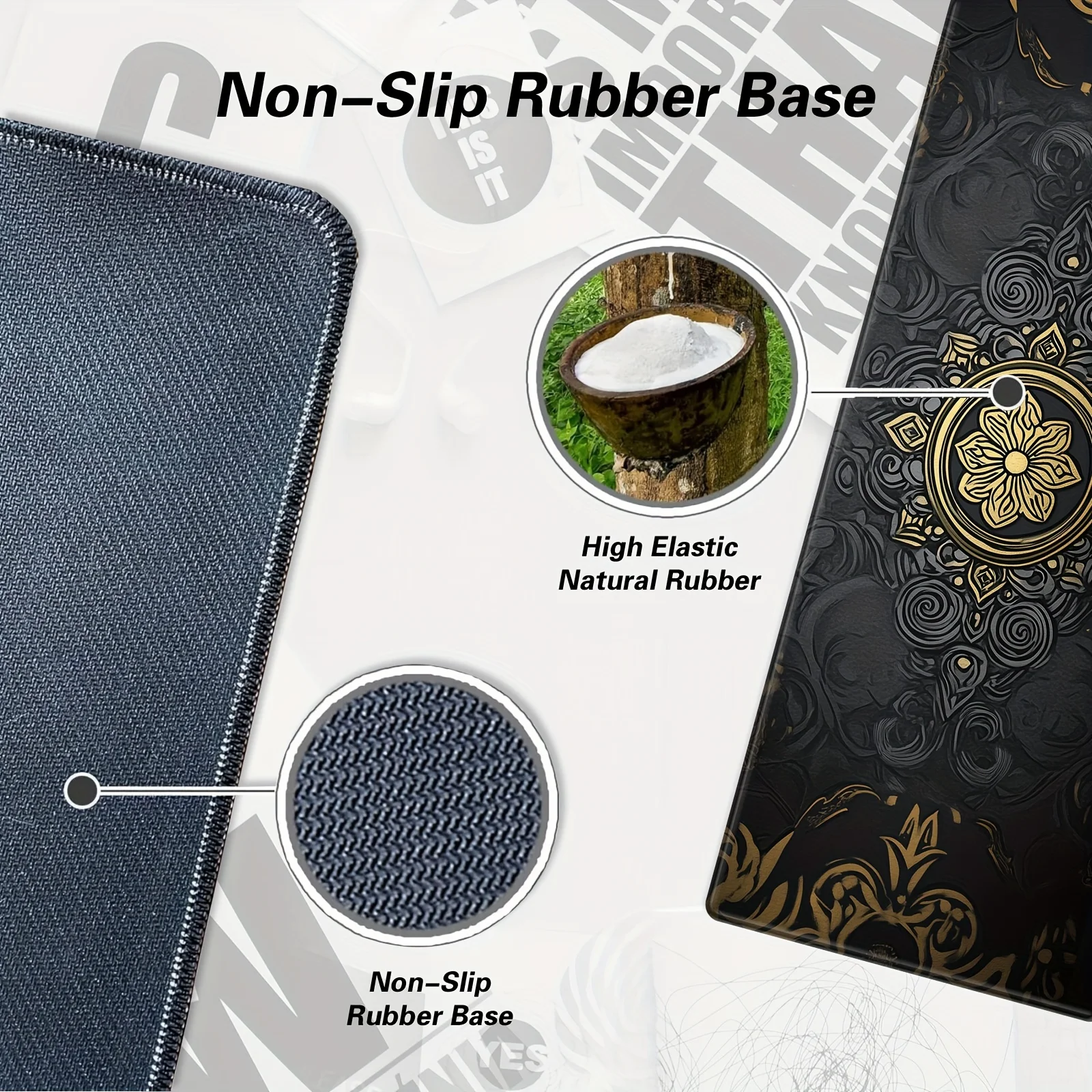 Alfombrilla de escritorio con flores de Mandala XXL, alfombrilla grande antideslizante para ratón, bordes cosidos, alfombrilla de goma para teclado, trabajo de ordenador, accesorio de oficina para juegos - imagen 5