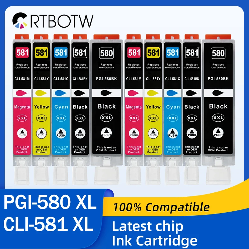 Cartucho de tinta PGI-580 XL CLI-581 para impresora Canon 580 581 XXL Compatible con PIXMA TS705 TR7550 TR8550 TS6150 TS8150 9150 TS9155