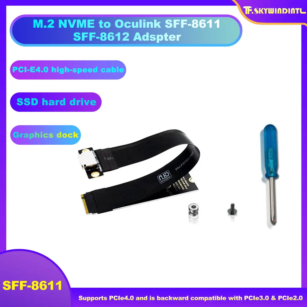 15cm 20cmM.2 NVME a Oculink PCIE 4,0 X4SFF-8612 SFF-8611 Cable de expansión de tarjeta gráfica para portátil para cargas de trabajo de servidor de almacenamiento GPU