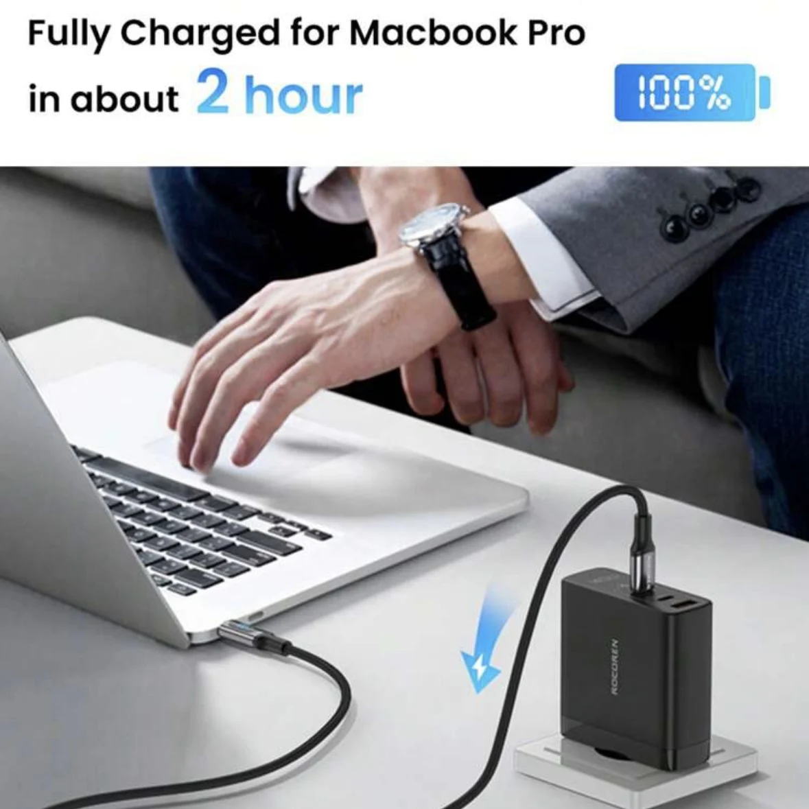 Cable iPYZH tipo C 100W PD Cable de pantalla de cargador de carga rápida para iPhone 15 16 17 1+ Galaxy Macbook iPad - imagen 4