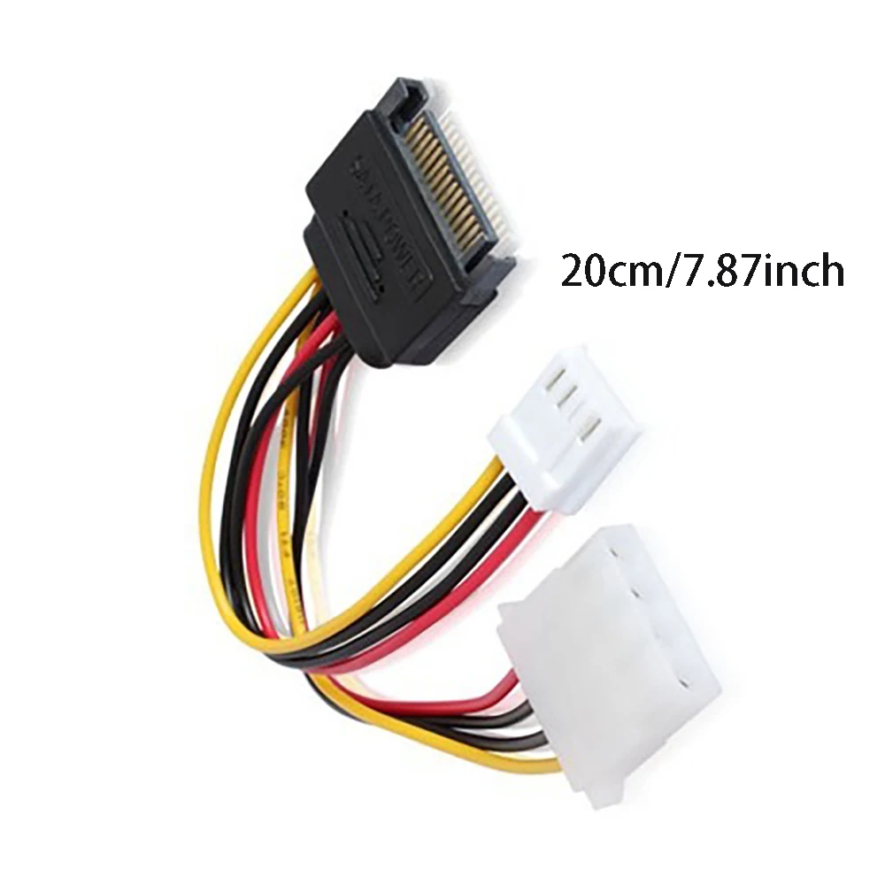 Cable de alimentación SATA, convertidor de 1 a 2, 15 pines macho a pequeño 4P, adaptador de Cable de enchufe grande de 4 pines, extensor de Cable de alimentación de disquete IDE - imagen 4