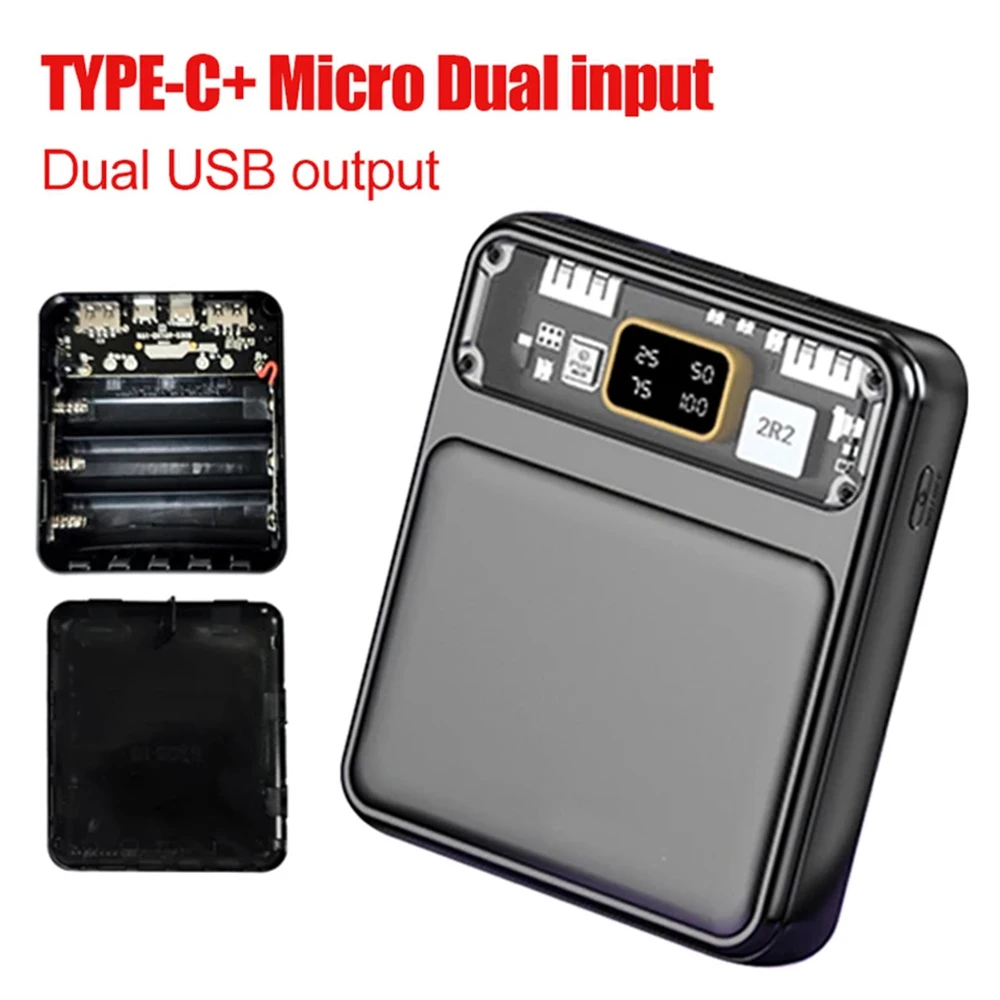 Caja de cargador de batería 3*18650, soldadura gratuita, caja de almacenamiento para banco de energía DIY, entrada Micro USB tipo C, salida USB Dual, carga rápida