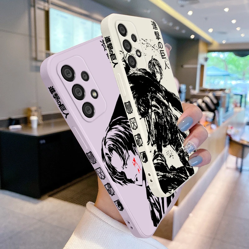 Funda de teléfono Attack On Titan Levi Ackerman para Samsung A55 A53 A33 A52 A32 A71 A51 A21S A35 A25 5G Funda de cuerda izquierda líquida - imagen 3