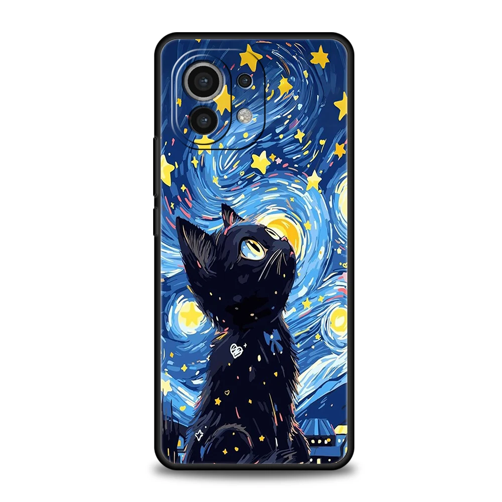 Funda de teléfono Cat Van Gogh cielo estrellado para Xiaomi 15 14 13 12 Lite 14T 13T 12T Pro Poco X7 X6 X5 X4 X3 NFC F7 Ultra F6 Pro - imagen 2