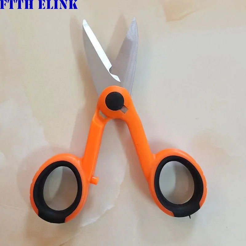 Tijeras de Kevlar de acero inoxidable, herramientas profesionales de fibra óptica para Coleta, tijeras de puente, pelacables FTTH