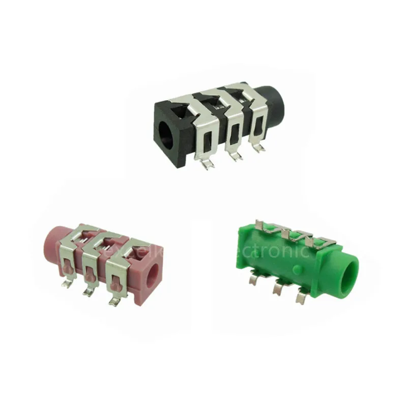 50 Uds PJ313D conector de Audio hembra de 3,5mm SMT conector de auriculares estéreo de 6 pines PJ-313D SMD 6P verde negro rojo