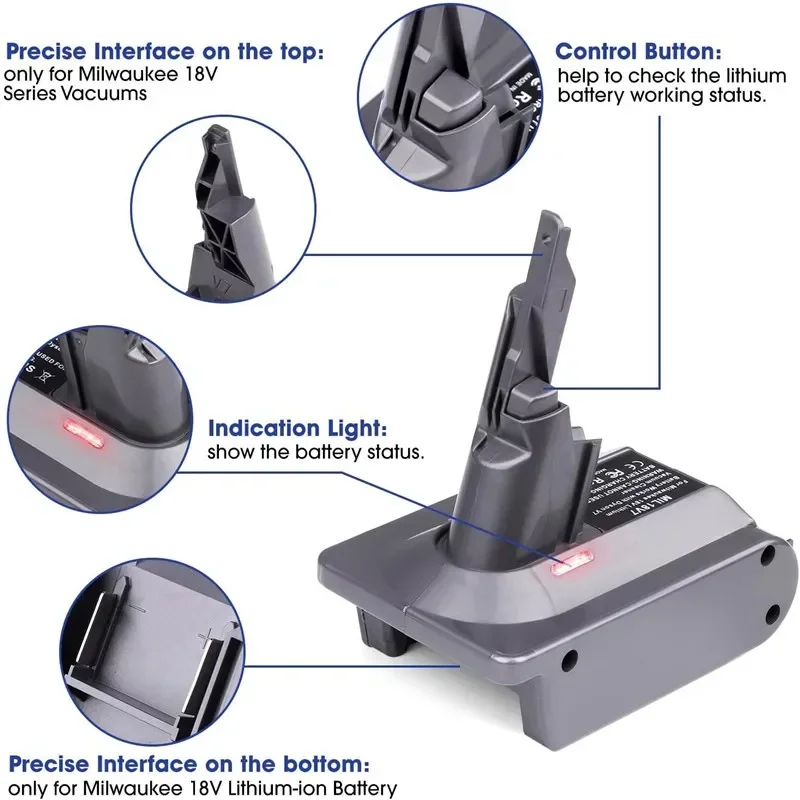 Adaptador convertidor de batería MT18V6 para batería de iones de litio Makita18V para Dyson V6 V7 V8 SV04 SV03 DC59 DC58 DC62 SV05 - imagen 4