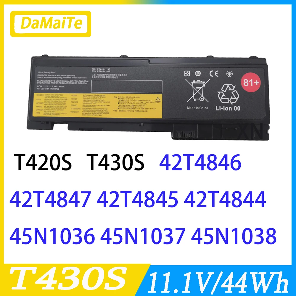 Batería para portátil Lenovo ThinkPad, 44wh, 11,1 V, T430S, T420S, T420si, T430si, 45N1039, 45N1038, 45N1036, 42T4846, 42T4847, Fit Notebook
