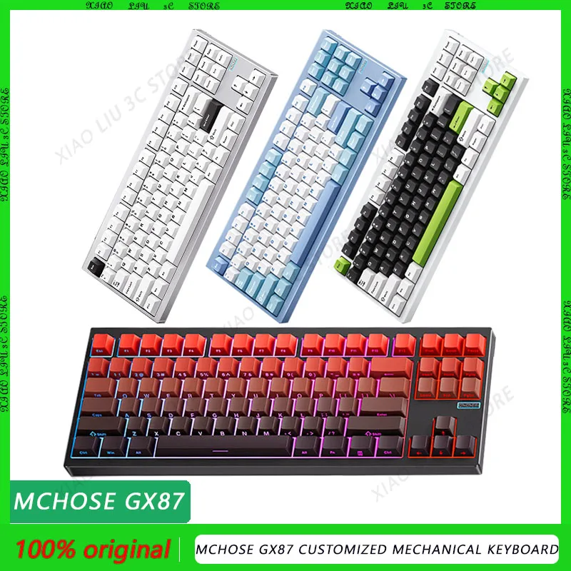 MCHOSE GX87 Teclado mecánico inalámbrico personalizado CNC aluminio intercambio en caliente 8000mah junta interruptor HIFI dinámico RGB 2,1 KG BT 2,4G