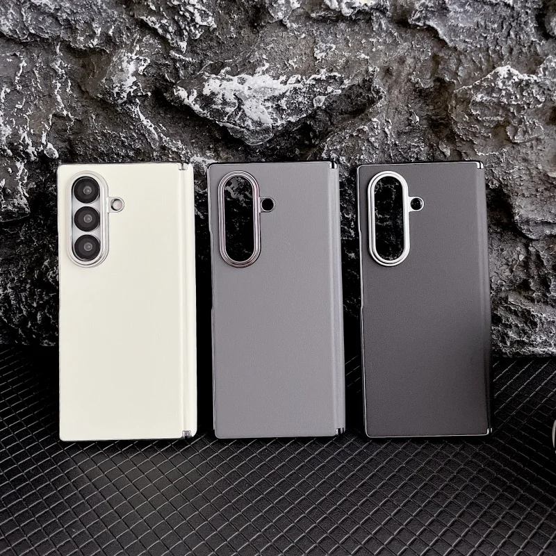 Para Samsung Galaxy Z Fold 7 Funda de cuero de lujo cubierta trasera de eje central magnético para Galaxy Fold7 Funda de parachoques Simple a prueba de golpes - imagen 2