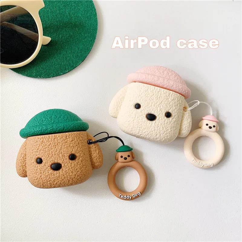 Para funda Airpods Pro 3, funda protectora de silicona con diseño de perro de peluche de dibujos animados 3D para Airpods Pro 2 funda/Airpods 4 3 2 1