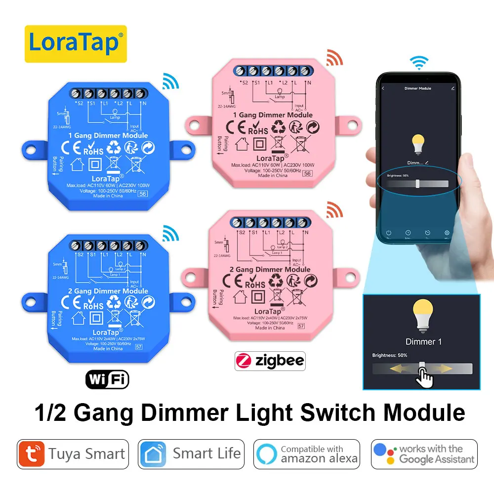 LoraTap-interruptor de luz de atenuación WiFi y ZigBee, módulo de relé, Control remoto por aplicación Tuya Smart Life, automatización de temporizador - imagen 2