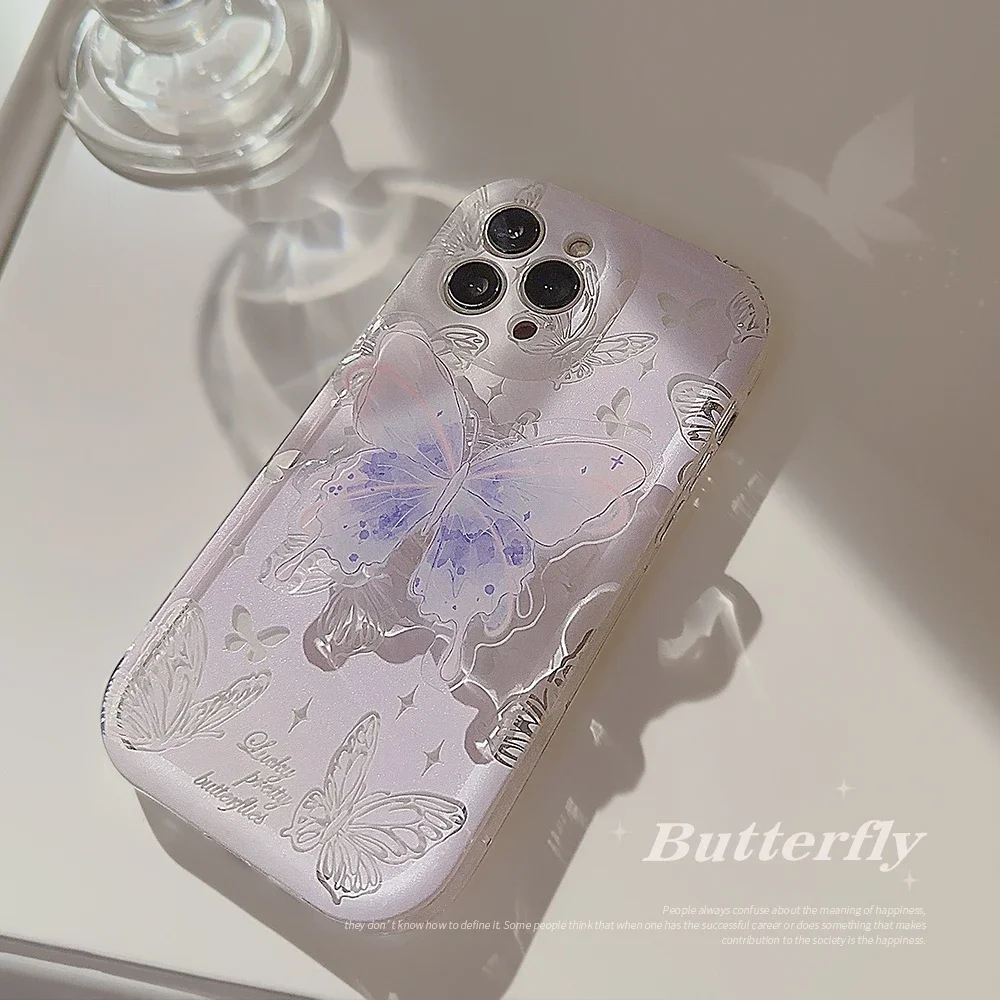 Funda con soporte de mariposa degradado encantador de Corea para Samsung Galaxy A14 A15 A23 A35 A55 A34 S24 Ultra S23 S22 Plus S21 FE - imagen 2