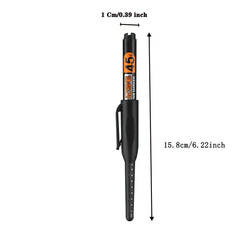 Rotulador de cabeza larga resistente al agua con punta de 45mm, tinta de secado rápido para construcción de carpintería, agujero profundo, no tóxico, negro, rojo y azul, 10 Uds. - imagen 3