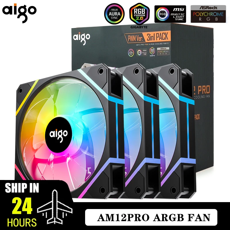 Go AM12PRO-Ventilador RGB de 120mm para Pc, Ventilador de carcasa de ordenador, PWM, 12cm, CPU blanca, Enfriador de agua, ARGB silencioso