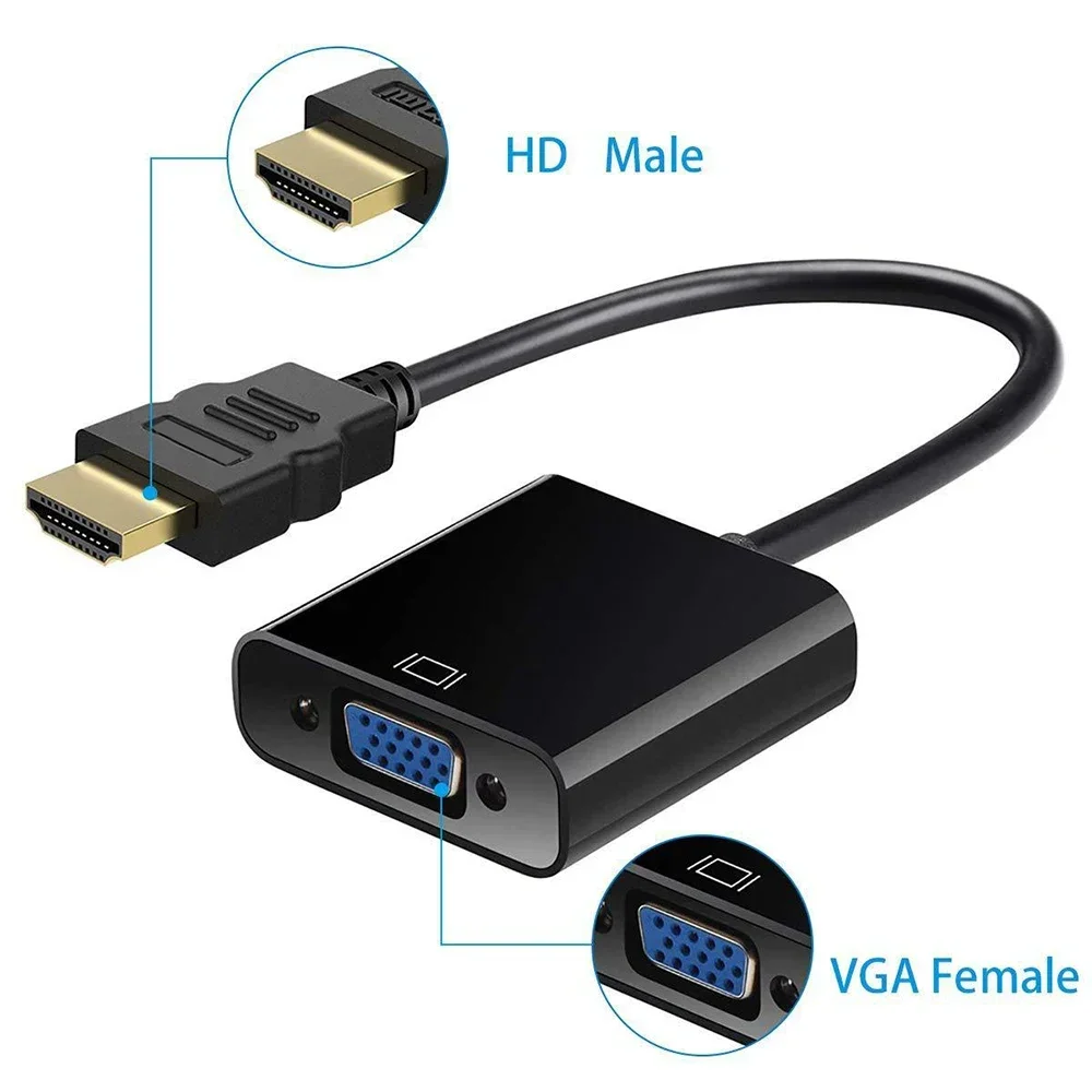 Adaptador HD 1080P compatible con HDMI a VGA, convertidor de Cable Digital analógico compatible con HDMI macho a hembra VGA para PC, portátil y tableta - imagen 4