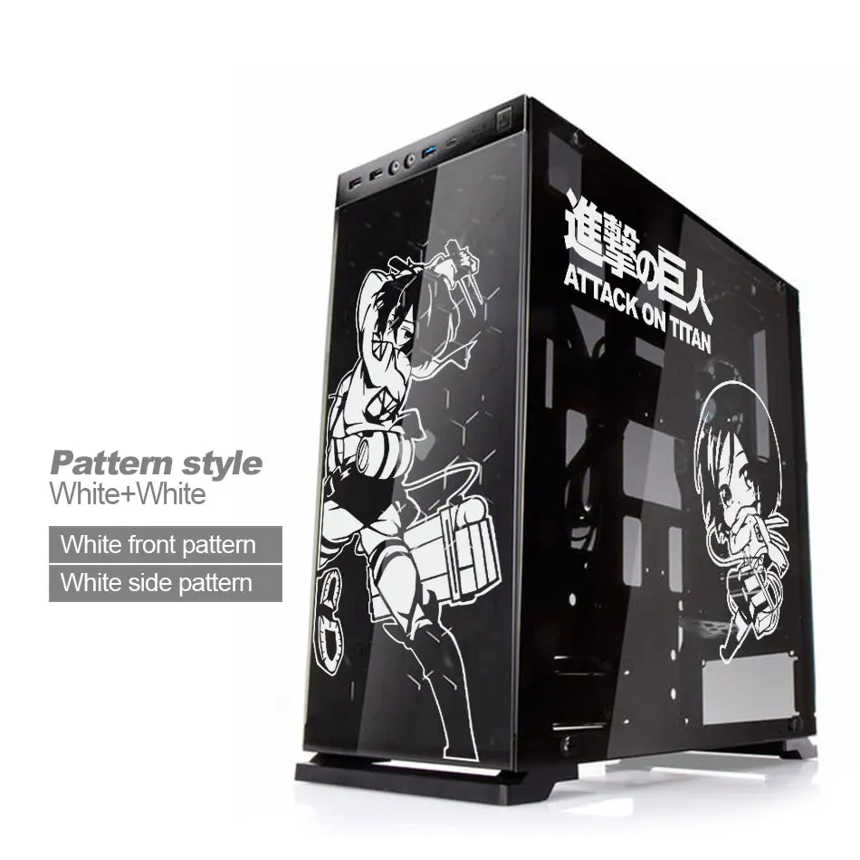 Levi Ackerman-pegatinas de Anime para funda de PC, calcomanías de vinilo de decoración de dibujos animados personalizados, piel de chasis de computadora Atx, impermeable - imagen 4
