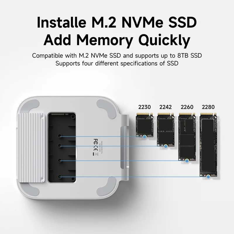 Hagibis USB C Hub con carcasa de disco duro USB4 40Gbps M.2 NVMe SSD funda USB 2,0 para Mac mini M4/M4 Pro estación de acoplamiento con soporte - imagen 5