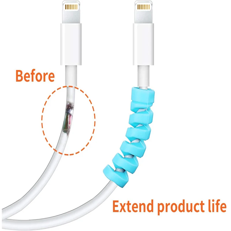 Protector de Cable Flexible de silicona, organizador de gestión de cables, Protector en espiral para todas las líneas de datos de teléfonos móviles, 10 piezas - imagen 4