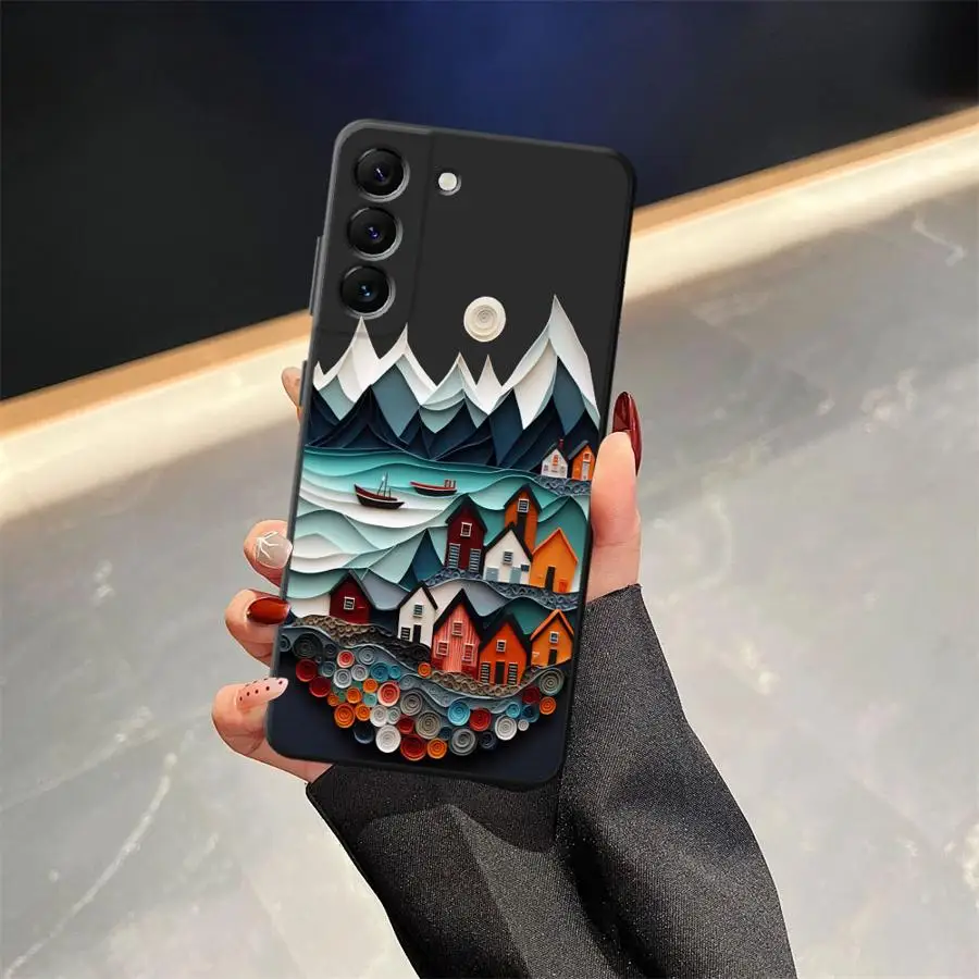 Funda de suspensión de cielo de verano para Samsung Galaxy A17 A05 A04 A70 A10 A12 A30 A15 A40 A16 A20 A13 A50 A06 funda de teléfono suave negra - imagen 3