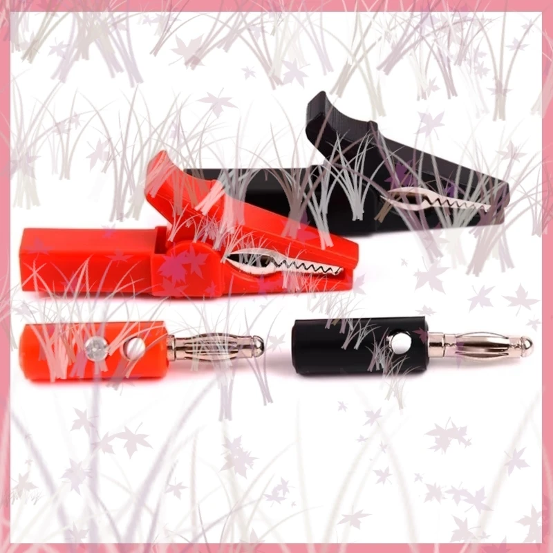 Conector de clavija Banana de 4mm, Clip de cocodrilo de 10mm, prueba de sonda, Cable eléctrico de Color negro y rojo, enchufe de cocodrilo, Clips de cocodrilo aislados - imagen 2