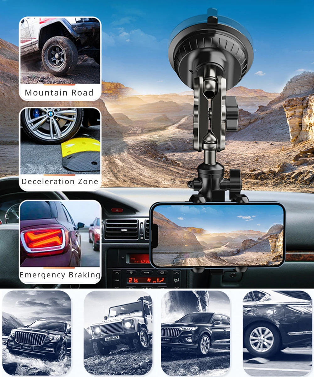 Soporte para teléfono de coche súper estable en el salpicadero, brazo de Metal para parabrisas, soporte para teléfono inteligente de grado profesional 360 °   Soporte perezoso de rotación - imagen 3