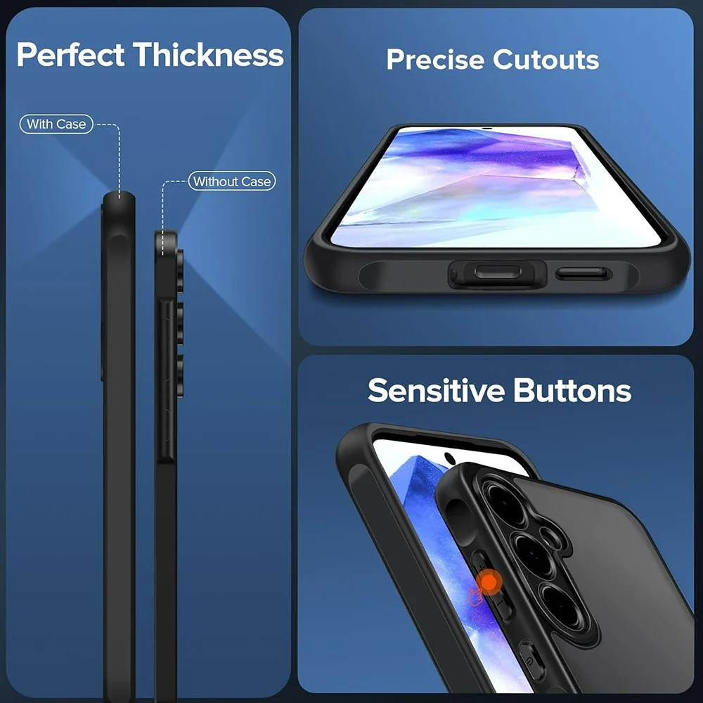 Funda resistente a prueba de golpes de grado militar para Samsung S25 ULTRA S24 PLUS S23 PLUS S22 + S21 FE ULTRA transparente mate cubierta híbrida - imagen 2